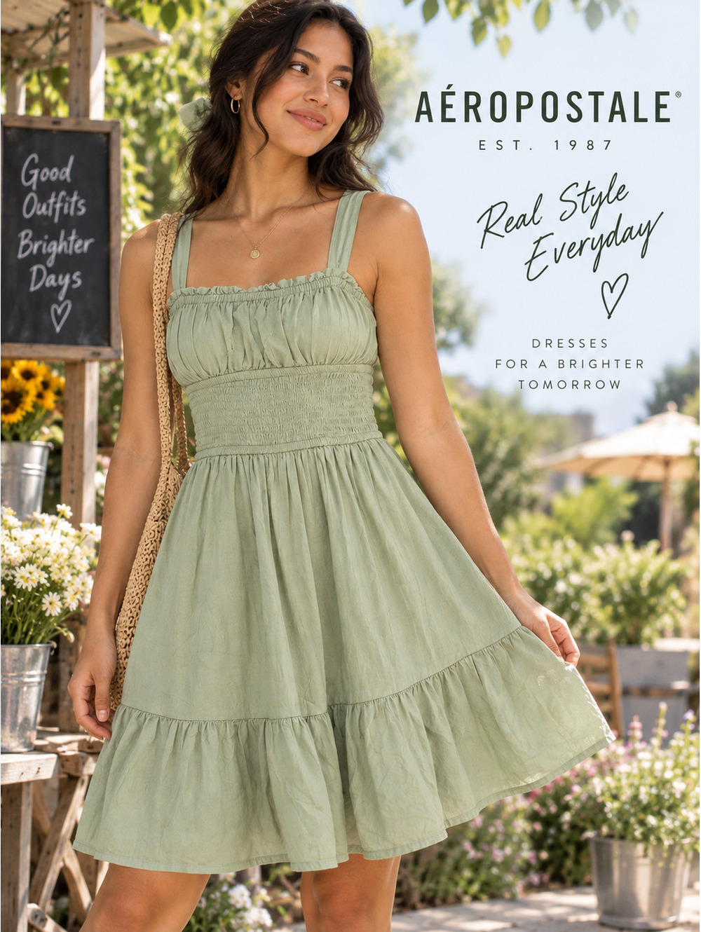 Aeropostale | S | Sage Green Tiered Sundress